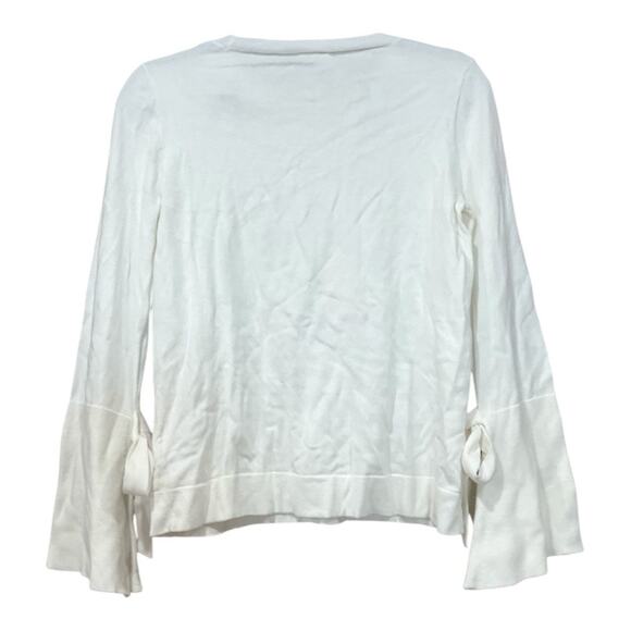 J. Crew Sweater Women Small White Bow 100% Cotton - Picture 2 of 4